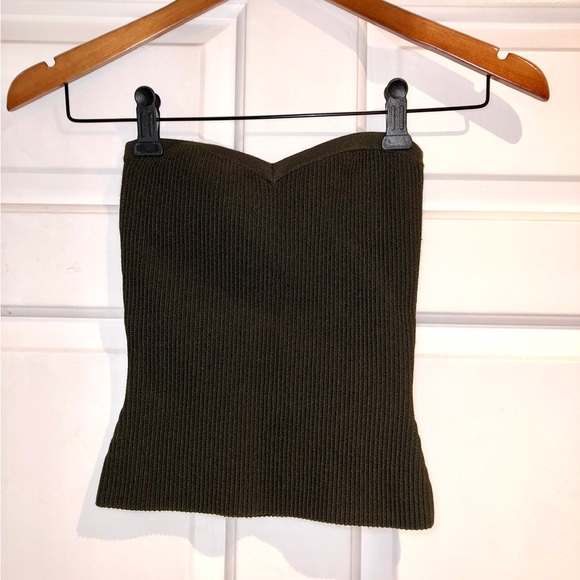 Babaton Strapless Sweetheart Ribbed Tube Top - Army Green - Picture 2 of 12